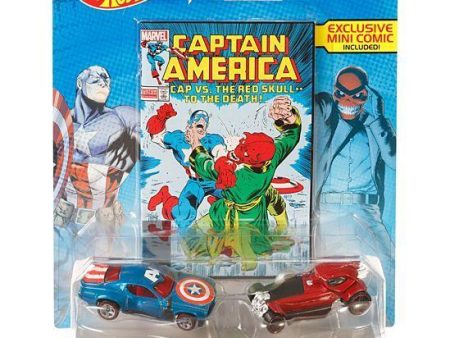 Hot Wheels Marvel Captain America vs. Red Skull Character Car 2-Pack with Mini Comic Sale