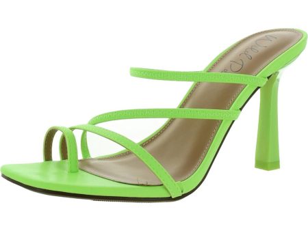 WILD PAIR Womens Green Strappy Stretch Lenore Square Toe Stiletto Slip On Dress Sandals Shoes M Online now