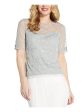 ADRIANNA PAPELL Womens Gray Zippered Beaded And Sequined Lined Short Sleeve Boat Neck Party Top Online