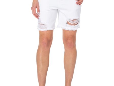 EARNEST SEWN NEW YORK Womens White Zippered Pocketed Frayed Hems High Waist Shorts Online Hot Sale