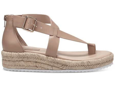 ALFANI Womens Beige Adjustable Buckle Crisscross Ankle Strap 1  Platform Asymmetrical Cushioned Moira Round Toe Wedge Zip-Up Espadrille Shoes M Sale