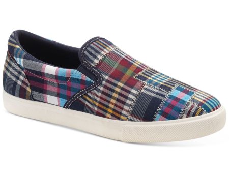 CLUBROOM Mens Navy Plaid Padded Goring Tate Round Toe Platform Slip On Sneakers Shoes M Sale