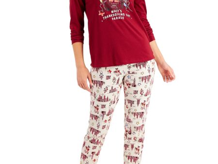 FAMILY PJs Burgundy Graphic Long Sleeve Lounge Everyday Pajamas Discount