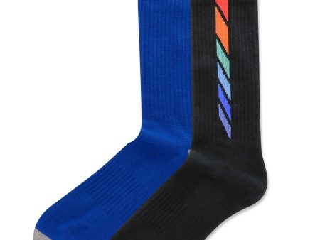 HOTSOX Mens Black Cotton Patterned Ribbed Anti-Microbial Moisture Wicking Cushioned Casual Crew Socks For Sale