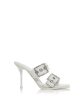 ALEXANDER MCQUEEN Womens White Grommets Padded Square Toe Stiletto Buckle Leather Heeled Discount