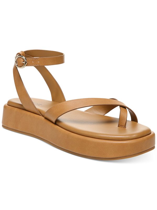 ALFANI Womens Brown Strappy Padded Araa Round Toe Buckle Heeled M Online