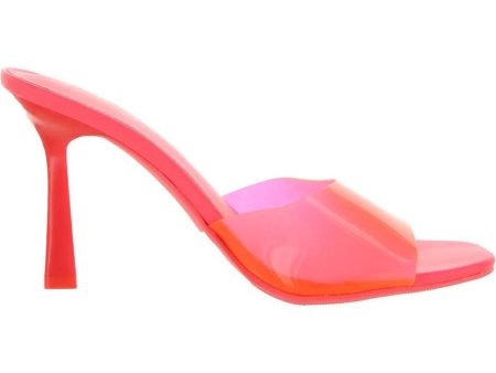 WILD PAIR Womens Pink Transparent Padded Luuna Square Toe Stiletto Slip On Heeled M Hot on Sale