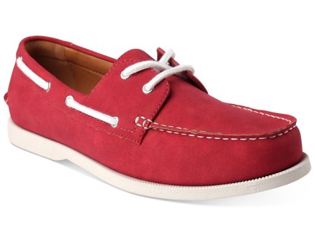 CLUBROOM Mens Red Comfort Elliot Round Toe Lace-Up Boat Shoes M For Cheap