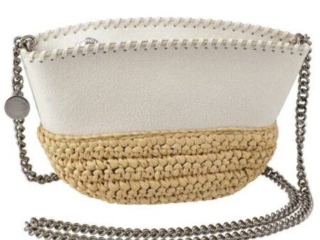 STELLAMCCARTNEY Women s Ivory Faux Leather Whipstitch Detailing Color Block Chain Strap Shoulder Bag Fashion