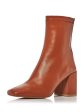 AQUA Womens Brown Comfort Goring Juno Square Toe Block Heel Zip-Up Leather Booties Fashion