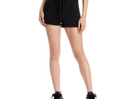 AQUA Womens Black Tie Textured Shorts Fashion