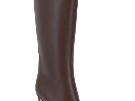 INC Womens Brown Arch Support Cushioned Charlotte Pointed Toe Stiletto Zip-Up Dress Heeled Boots M For Sale