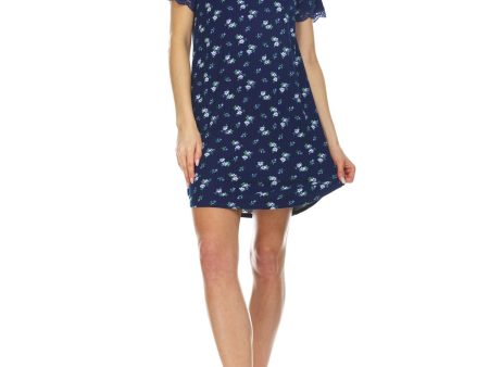 FLORA Blue Floral Everyday Nightgown For Discount