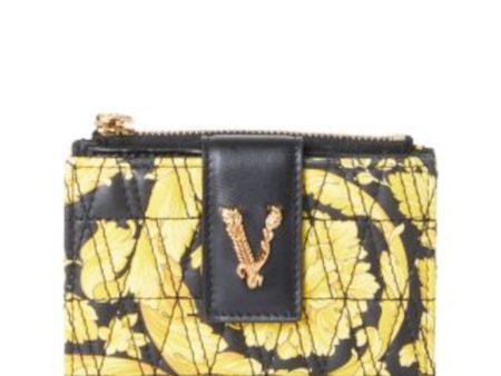 VERSACE Women s Black Floral Leather Strapless Wallet Online Sale