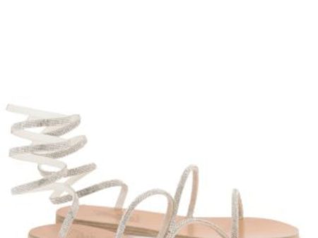 ANCIENT GREEK SANDALS Womens Silver Leg Wrap Detail Embellished Ofis Round Toe Slip On Dress Sandals Shoes Online