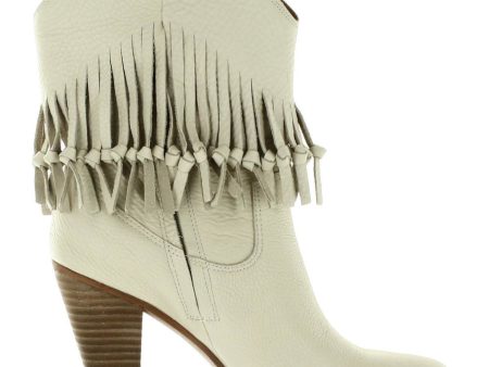 ZODIAC Womens Ivory Fringed Cushioned Arch Support Donna Leather Cowboy Boots M Discount