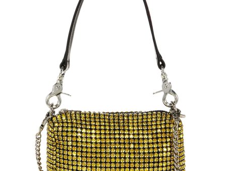 BRUCEGLEN Women s Yellow Embellished Solid Removable Adjustable Chain Crossbody Strap 20In Single Strap Shoulder Bag For Sale