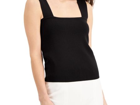 DONNA KARAN NEW YORK Womens Black Unlined Camisole Sleeveless Square Neck Crop Top Sale