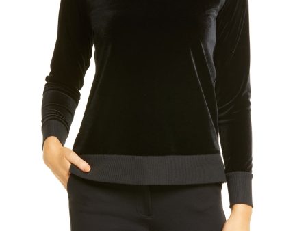 ANNE KLEIN Womens Black Raglan Sleeve Crew Neck Top Online Hot Sale