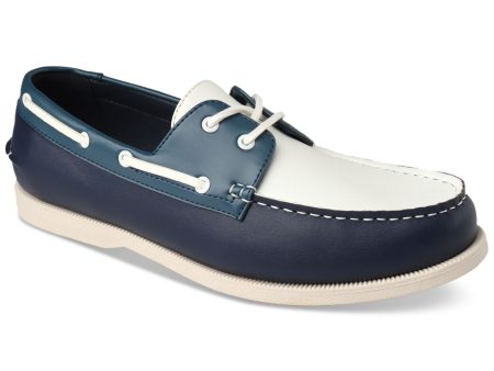 CLUBROOM Mens Navy Moc Toe Comfort Elliot Round Toe Lace-Up Boat Shoes M Supply