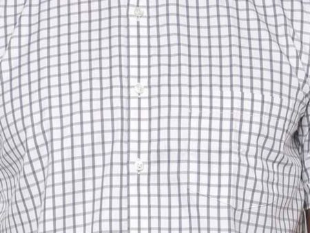 DANIEL CREMIEUX Mens White Mini Grid Short Sleeve Collared Classic Fit Button Down Shirt Online Sale