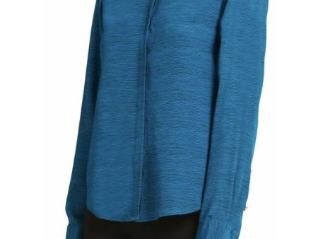 DONNA KARAN NEW YORK Womens Blue Long Sleeve Point Collar Wear To Work Button Up Top Cheap