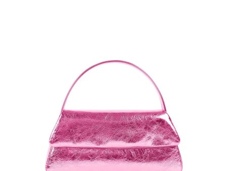 LISELLE KISS Women s Pink Metallic Solid Leather Puffed Design Single Strap Shoulder Bag Online Sale