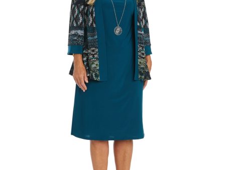 R&M RICHARDS Womens Teal Floral 3 4 Sleeve Open Front Wear To Work Cardigan Supply