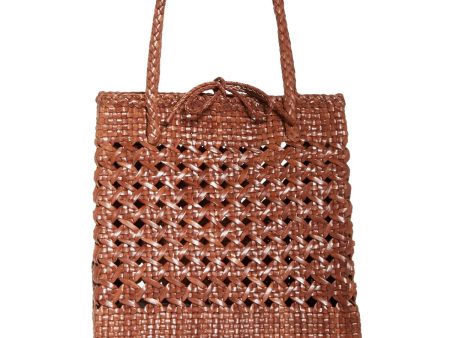 CALAJADE Women s Brown Canvas Woven Double Flat Strap Shoulder Bag Fashion