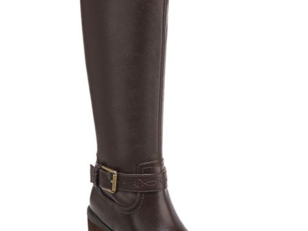 ZODIAC Womens Brown Cushioned Goring Buckle Accent Lug Sole Georgia Round Toe Block Heel Zip-Up Riding Boot M For Cheap