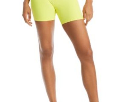 AQUA ATHLETIC Womens Yellow Moisture Wicking Medium Compression Pull-on Active Wear Bike Shorts Shorts For Discount