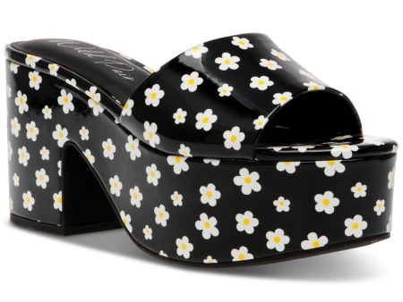 WILD PAIR Womens Black Floral 2  Platform Slip Resistant Goring Cushioned Melborne Round Toe Block Heel Slip On Heeled M Discount