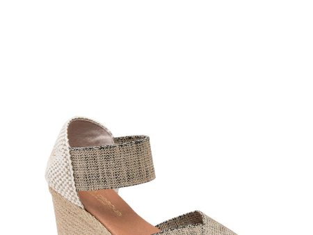 ANDRE ASSOUS Womens Beige Mixed Media Woven Stretch Anouka Round Toe Wedge Slip On Espadrille Shoes Cheap