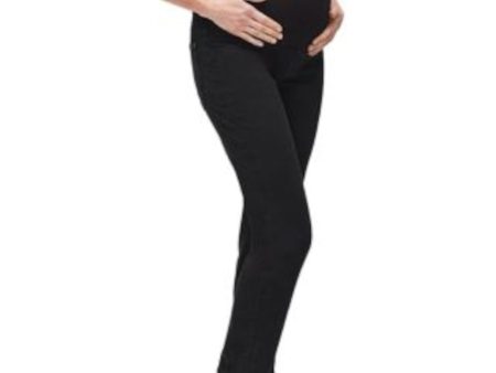 7 FOR ALL MANKIND Womens Black Pocketed Elasticized Belly Panel Straight leg Jeans Online now