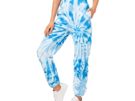 1. STATE Womens Blue Cotton Tie Pocketed Elastic Waist Easy Care Joggers Tie Dye Pants Online now