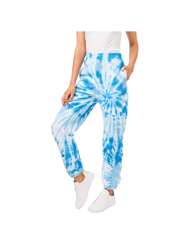 1. STATE Womens Blue Cotton Tie Pocketed Elastic Waist Easy Care Joggers Tie Dye Pants Online now