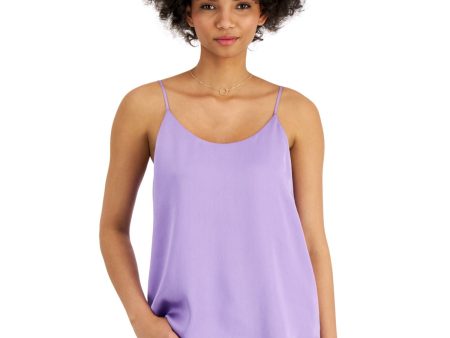 BAR III Womens Purple Lined Curved Hem Spaghetti Strap Scoop Neck Cami Top Supply