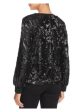 LE GALI Womens Black Long Sleeve Round Neck Cocktail Blouse Online Hot Sale