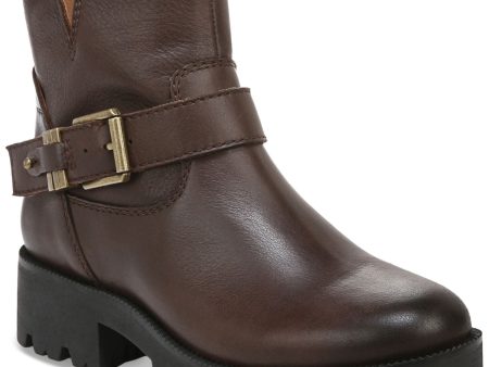 ZODIAC Womens Brown Buckle Accent Cut Out Miller Round Toe Block Heel Zip-Up Boots Shoes M Cheap