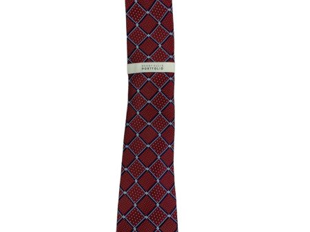 PERRY ELLIS Mens Navy Neat Tile Textured Classic Neck Tie Fashion