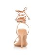 ALEXANDER WANG Womens Beige Ankle Wrap Tie With Logo Embellishments Strappy Padded Lucienne 105 Almond Toe Stiletto Lace-Up Leather Dress Heeled Discount