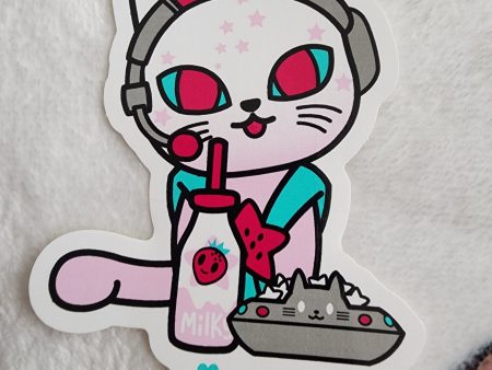 Tokidoki Cat DJ Sticker For Cheap