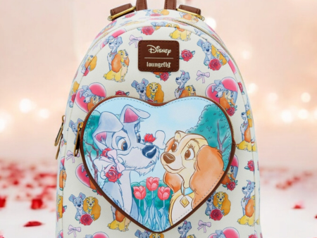 AM) Loungefly Disney Lady and the Tramp Hearts and Roses Backpack on Sale